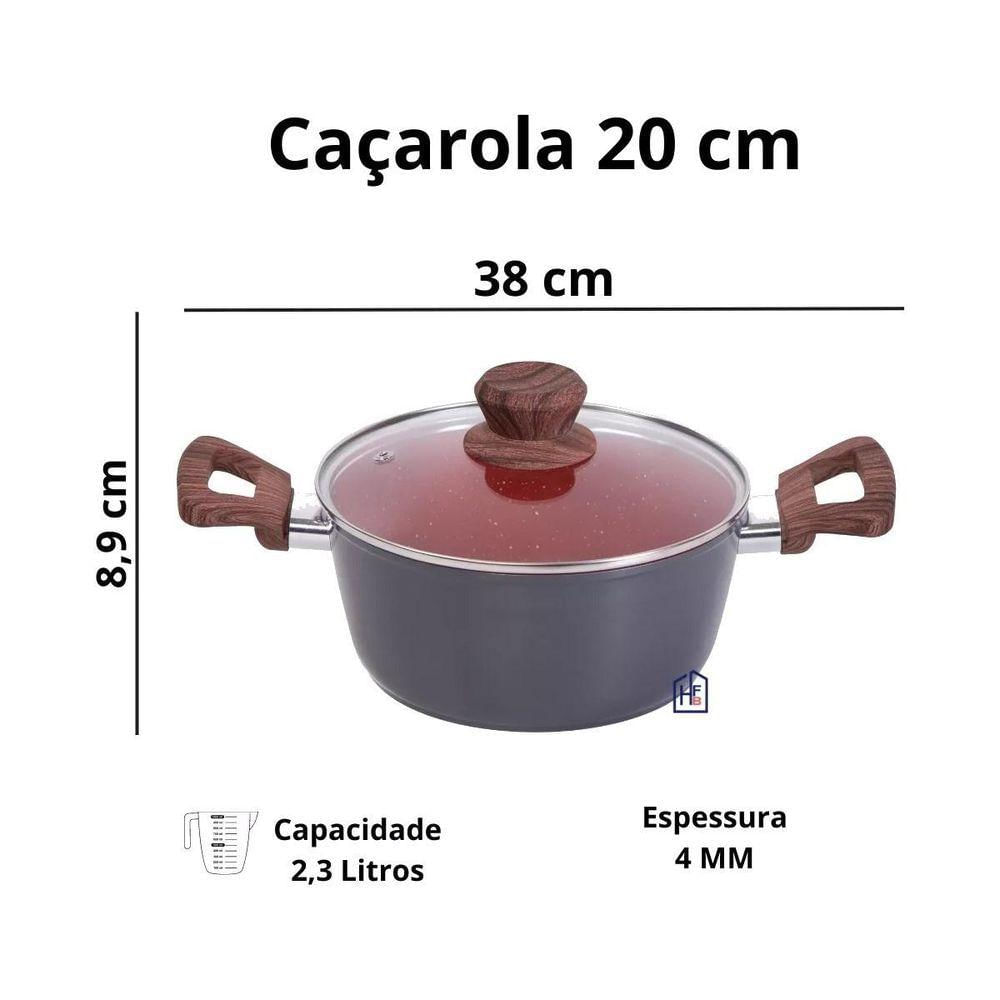 Jogo Caçarola Nano Cerâmica Antiaderente Indução Tv 16a22cm