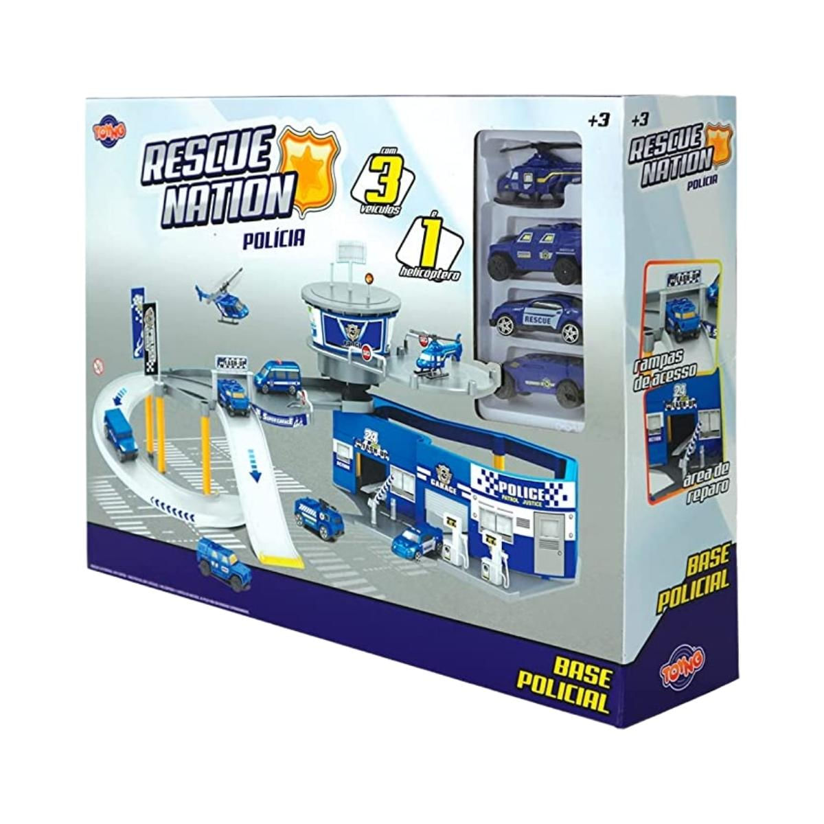 Brinquedo Garagem Policial Rescue Nation Com 6 Peças - Toyng