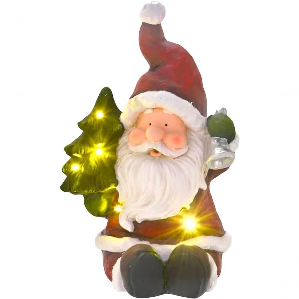 Estatueta Natalina Papai Noel árvore Sino Leds Luzes 39cm