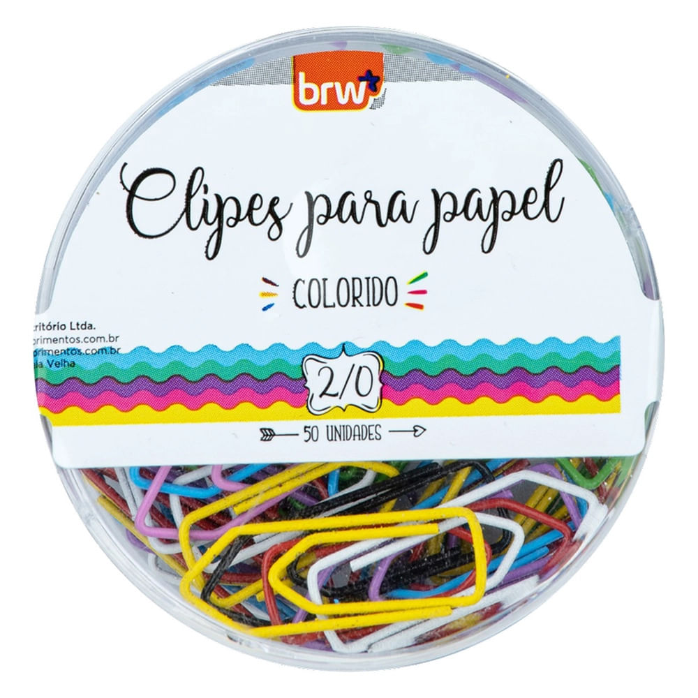 Clipes Brw Nº 2/0 Pote Tropical Colors com 50 Unidades