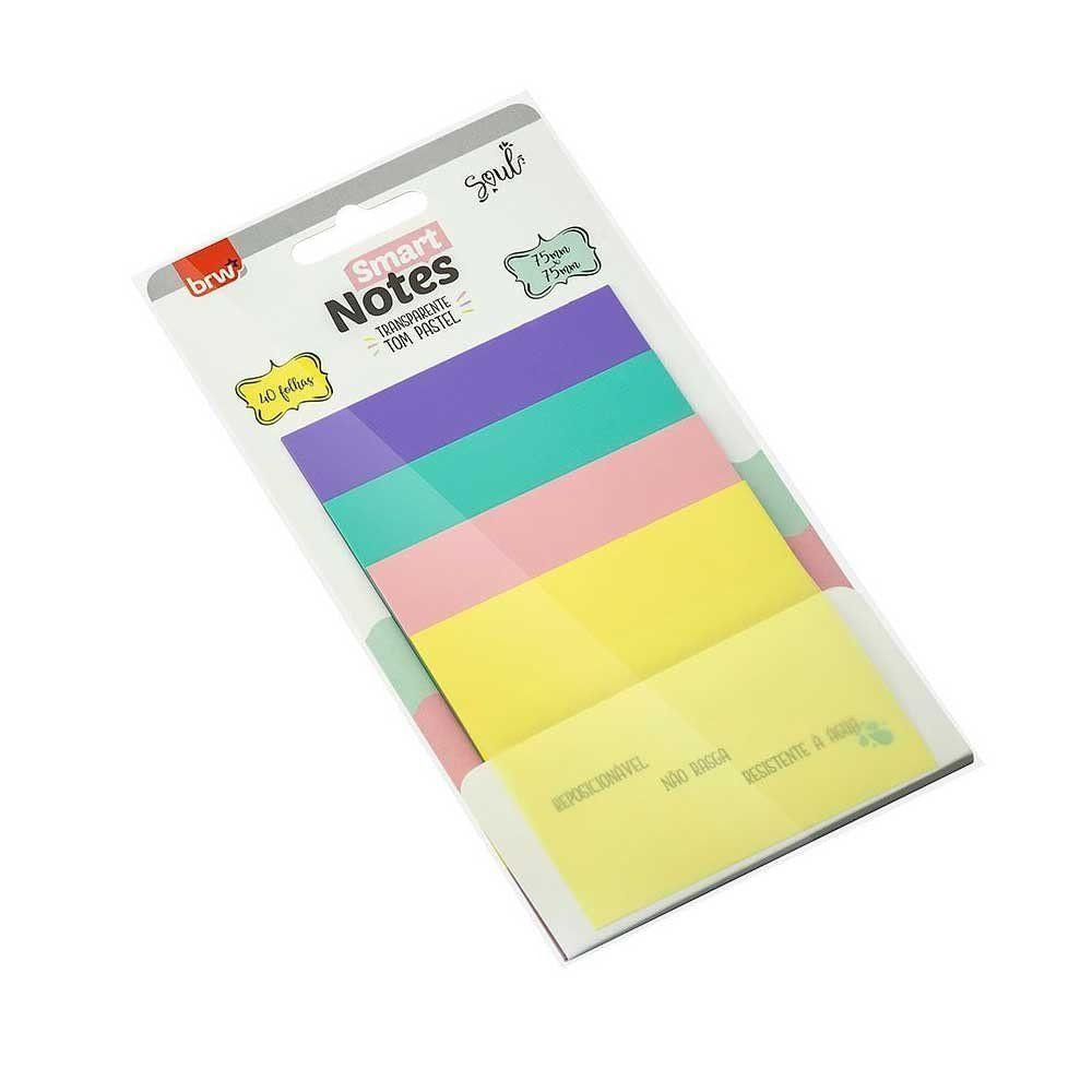 Bloco Adesivo Smart Notes Transparente Pastel 40 Folhas