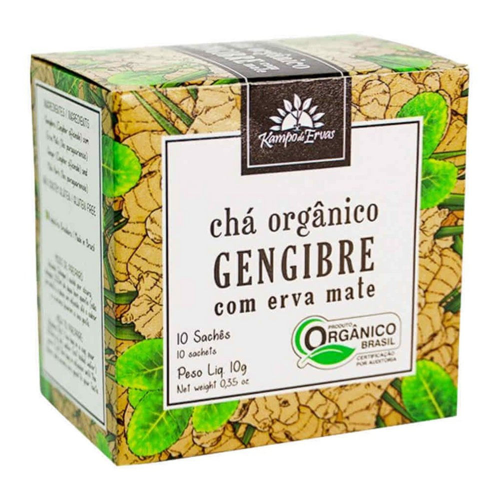 Chá de Gengibre e Mate Orgânico Kampo de Ervas 10 sachês