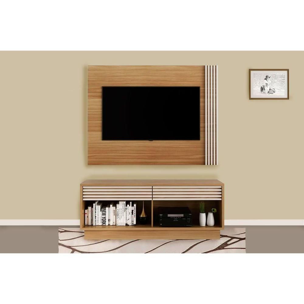 Home P- Tv Até 42 Pol Pl3004-ra2003 Ripado C- 2 Gavetas 115x150cm Natural-off White - Tecno Mobili