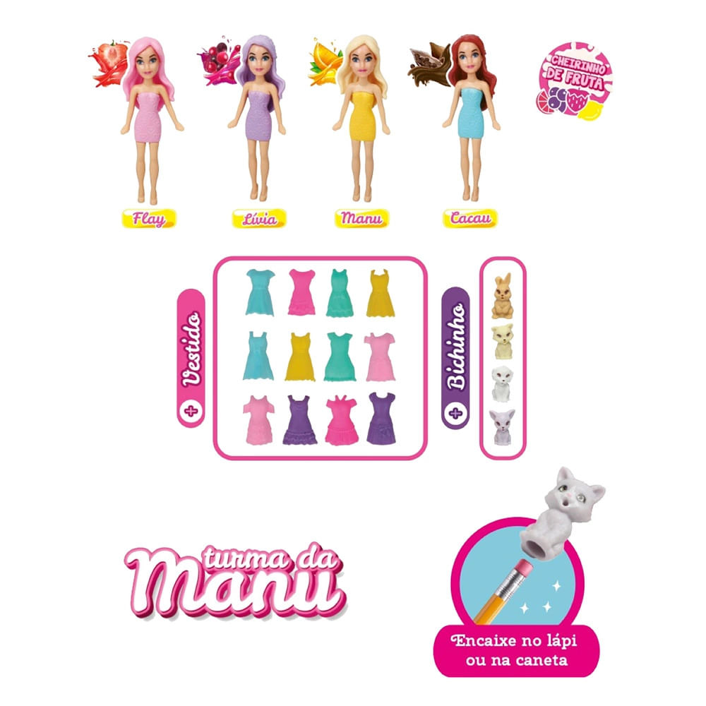 Boneca Turma da Manu Polibrinq com Acessórios - Item Sortido