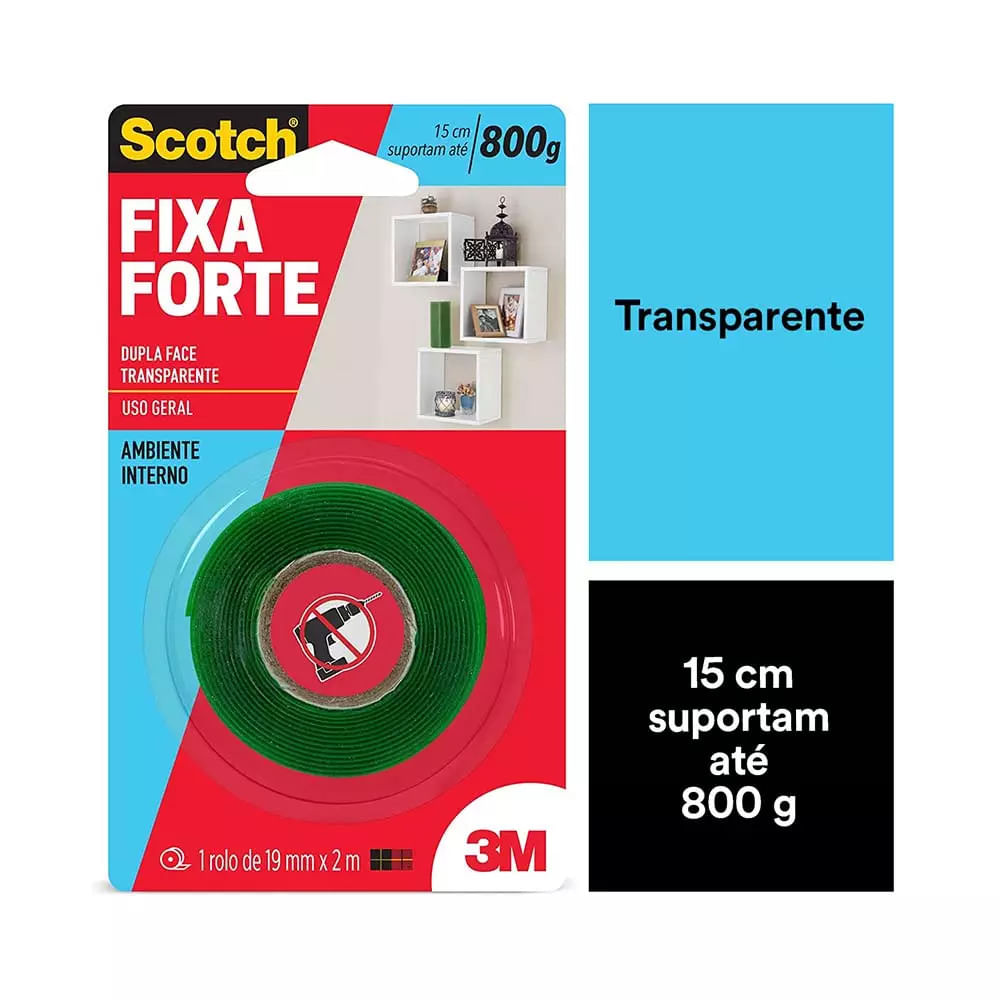 Fita Adesiva Dupla Face Scotch 3M com Espuma Uso Interno 19mmx2m