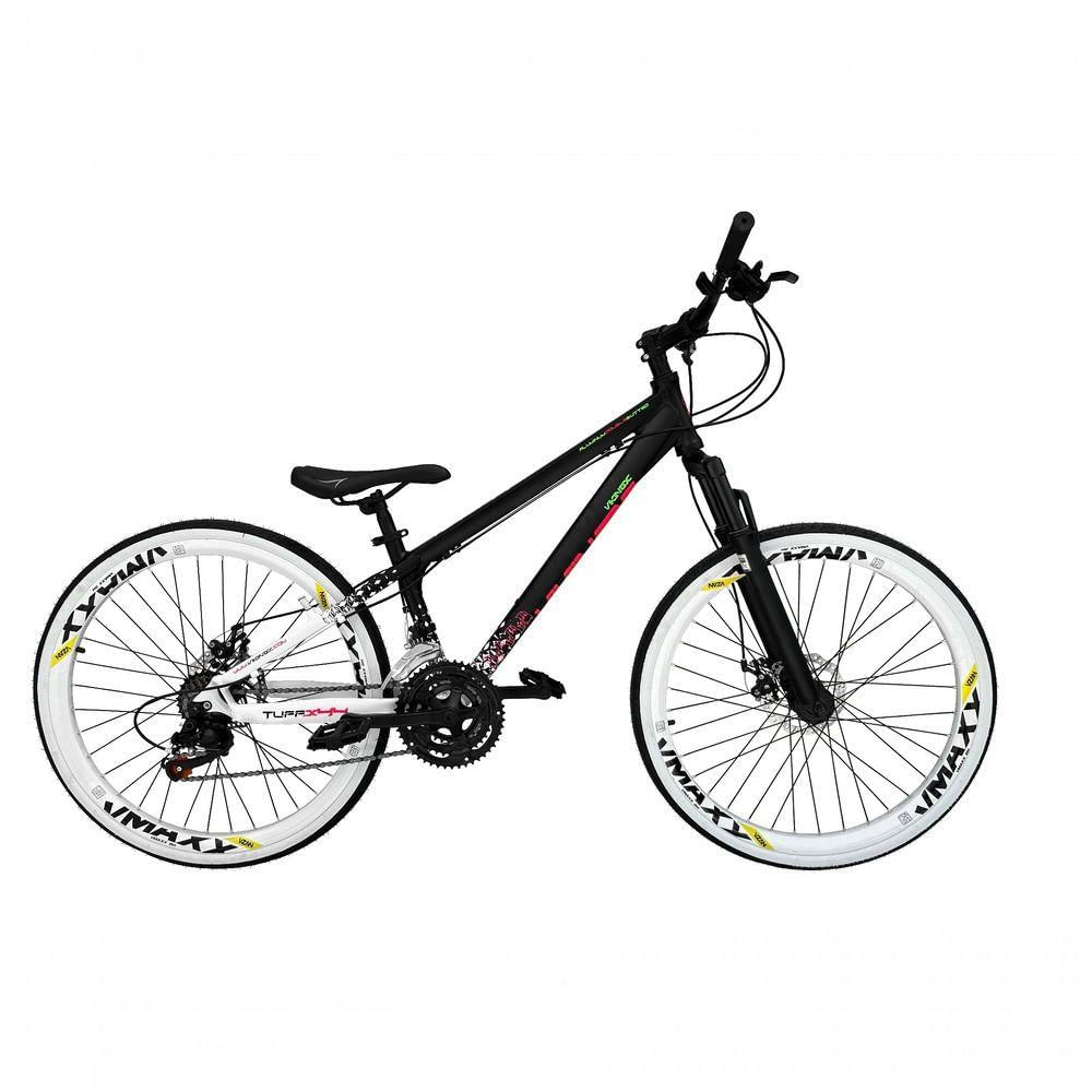 Bicicleta Aro 26 Vikingx Tuff X44 Preto-branco 21v Alumínio Freio A Disco Aros Vmaxx Brancos