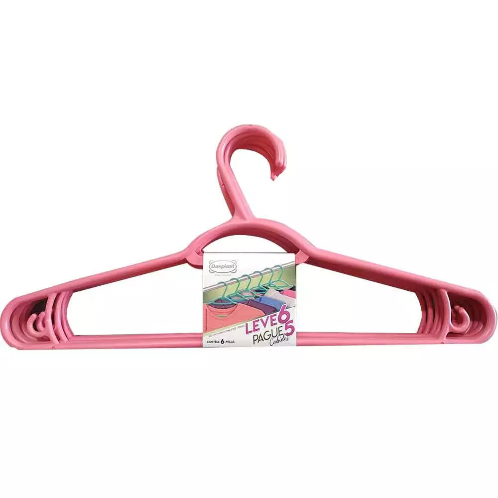 Conjunto de Cabides Dasplast 6 Unidades Plástico Rosa