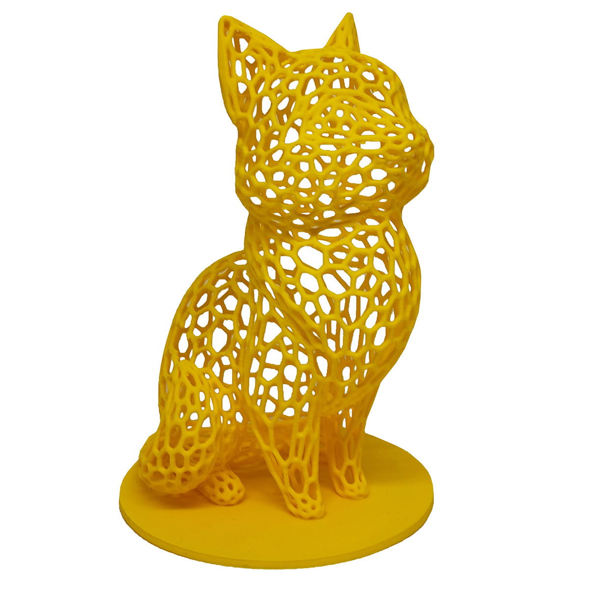 Gato Sentado 18 cm Vazado 3D Enfeite Objeto Decorativo Decoração Amarelo