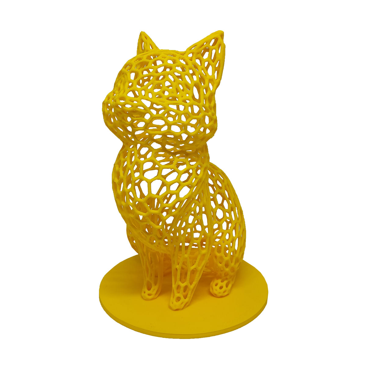 Gato Sentado 18 cm Vazado 3D Enfeite Objeto Decorativo Decoração Amarelo