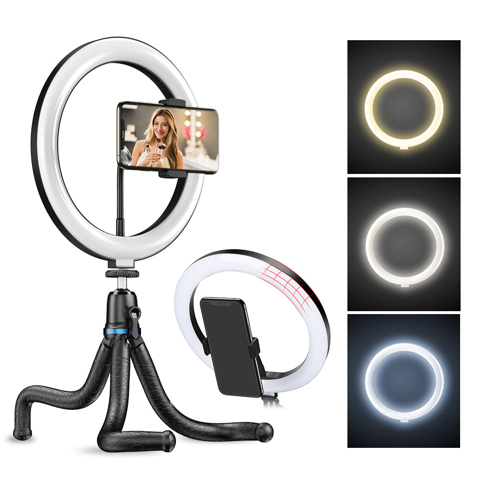 Iluminador Circular de Led Ring Light 26cm com Tripé Flexível - Apexel