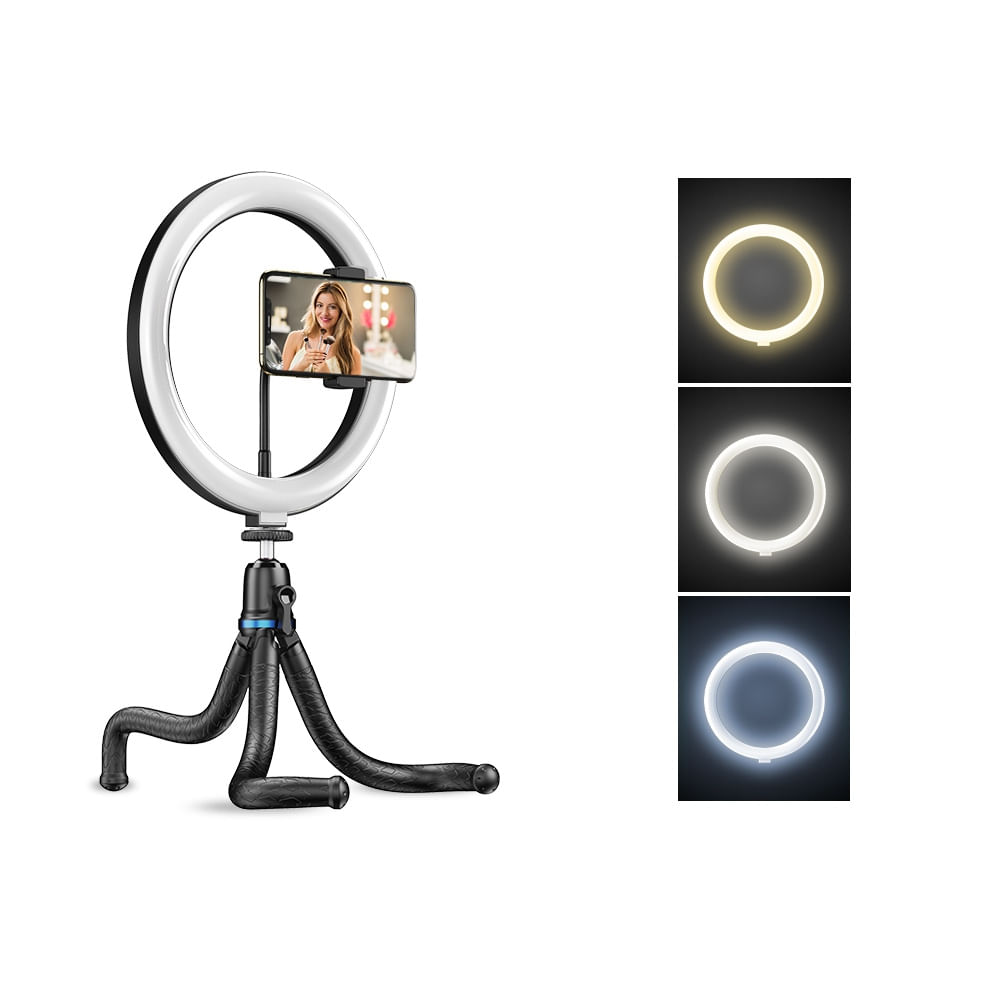 Iluminador Circular de Led Ring Light 26cm com Tripé Flexível - Apexel