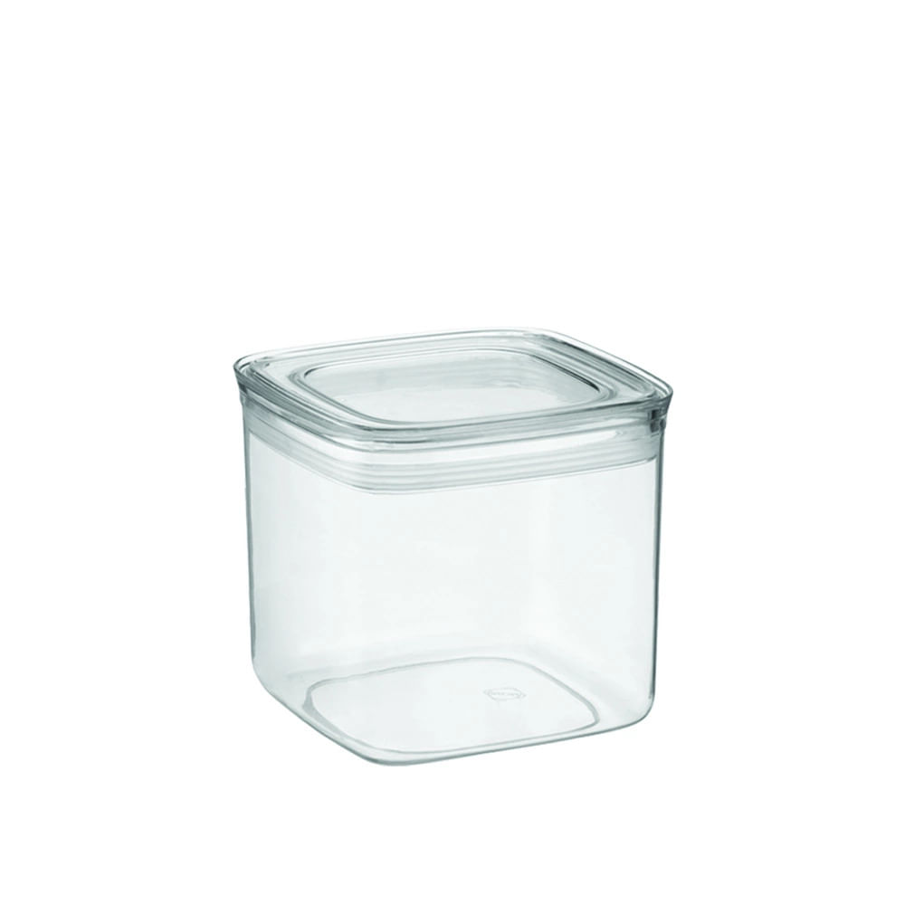 Pote de Acrílico Hermético Quadrado Arthi com Tampa Transparente 1,1L