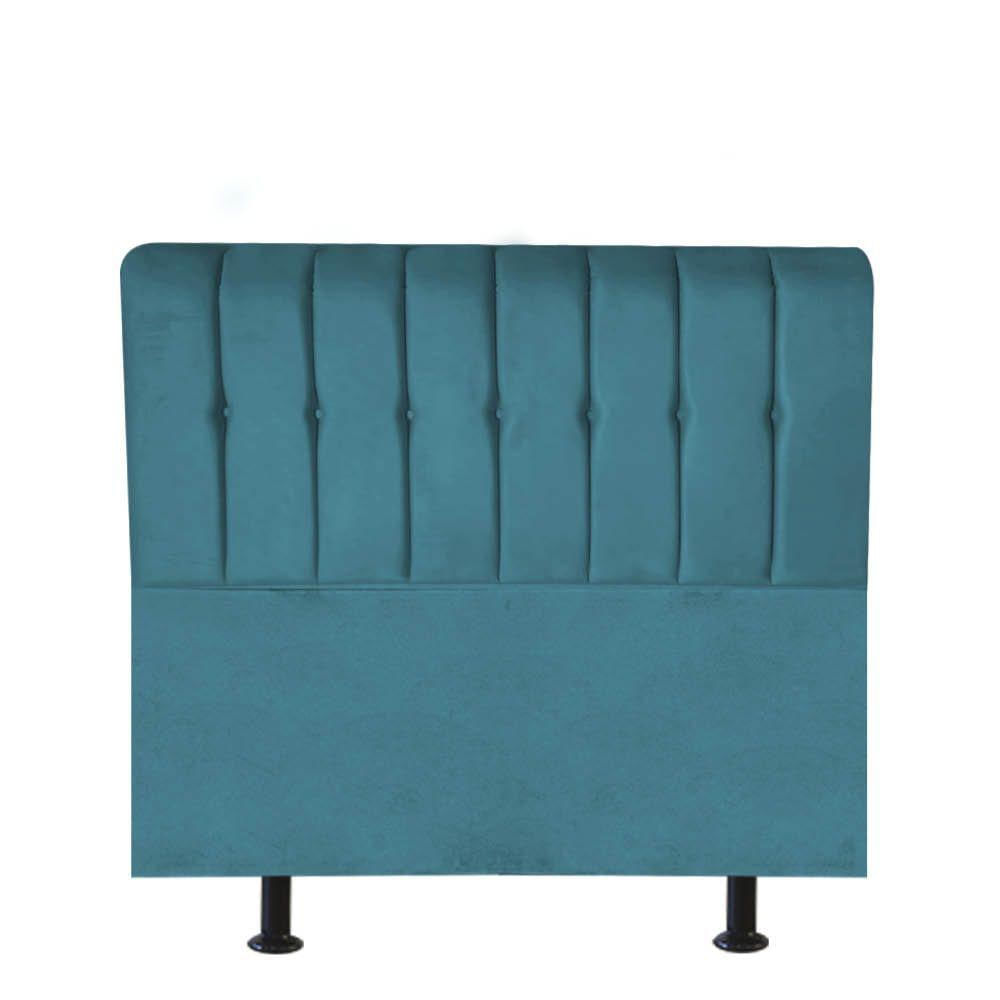 Cabeceira Estofada Kiara 100cm Solteiro Box Quarto Suede Azul Turquesa - Gat Magazine