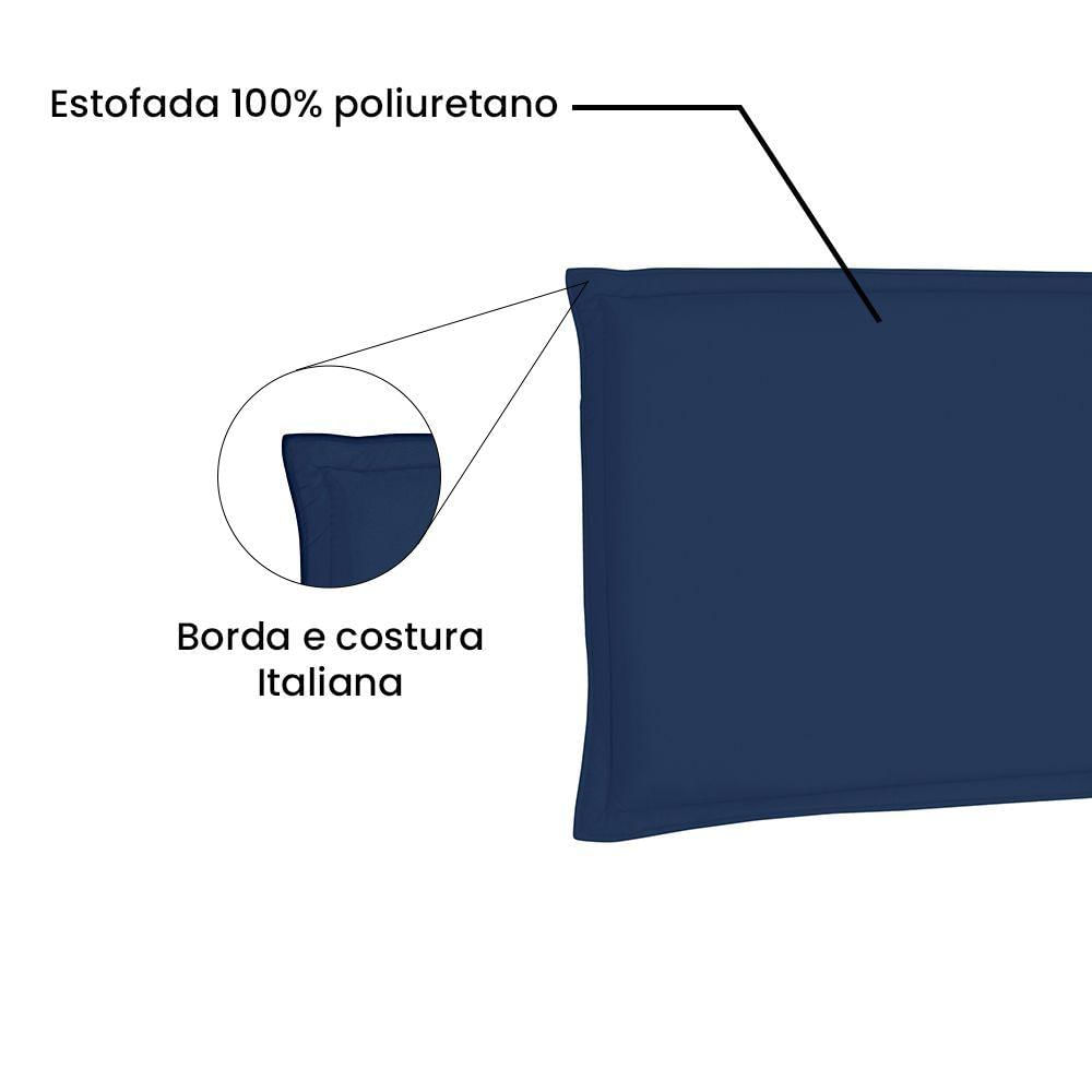 Cabeceira Painel Casal 1,40m Veneza Suede Azul Marinho