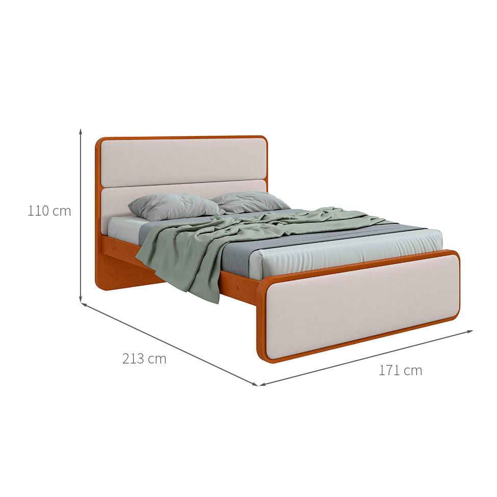 Cama Queen Loop Revestimento Sintético Bege e Frassino