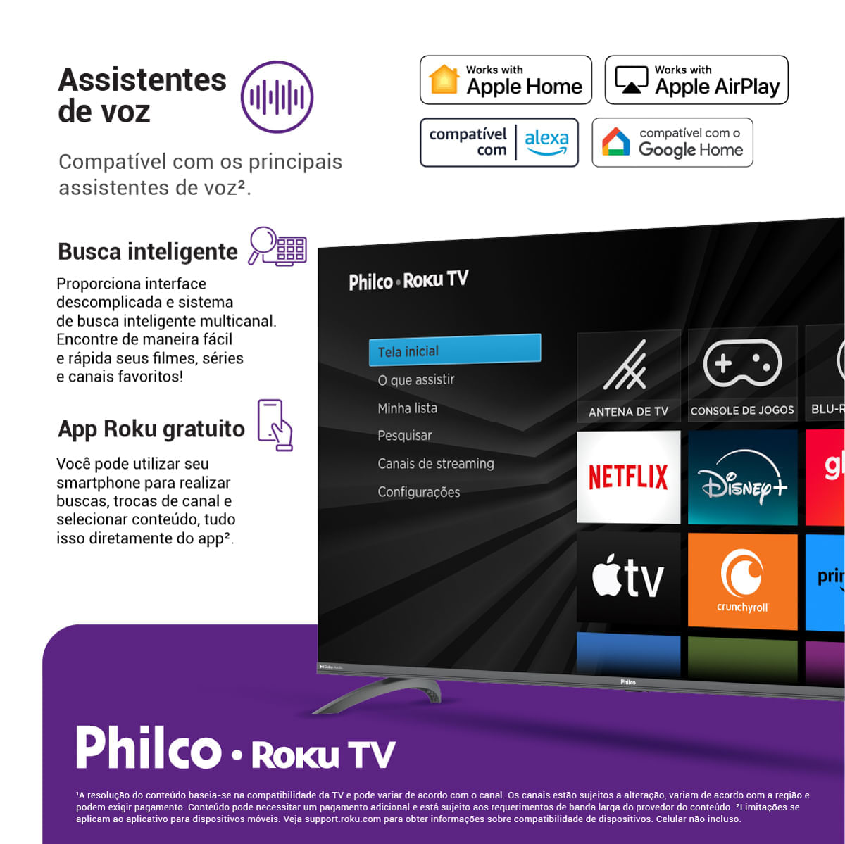 Smart TV 55” Philco PTV55G3ERSGB Roku TV Led Dolby Audio Bivolt