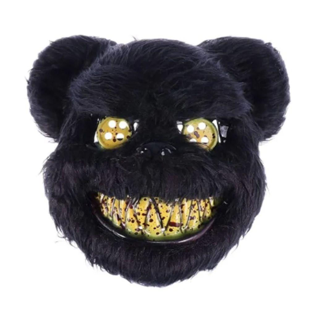 Máscara Urso Do Mau Preto Pelúcia Cosplay De Halloween Com Led