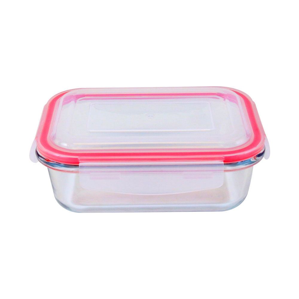 Pote de Vidro Hermético Cazza Retangular Click Transparente 630ml