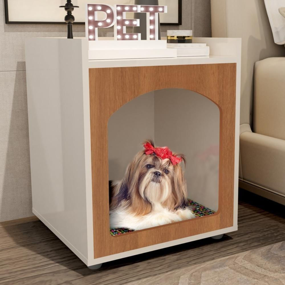 Mesa de Cabeceira Casinha Pet Wilson Off White Freijo