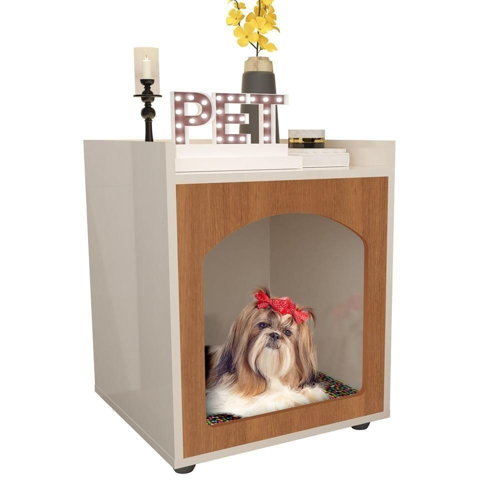 Mesa de Cabeceira Casinha Pet Wilson Off White Freijo