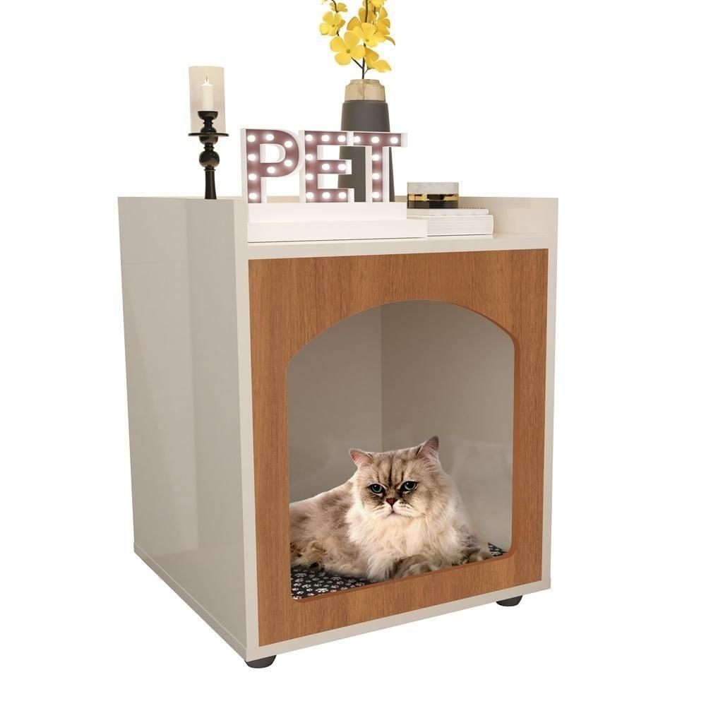 Mesa de Cabeceira Casinha Pet Wilson Off White Freijo