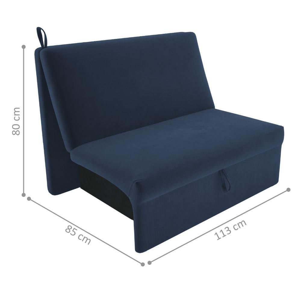 Sofá Cama Para Descanso Galway Suede Azul