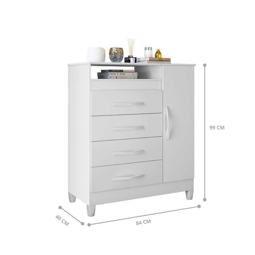 Cômoda Reyna 4 Gavetas Branco - Organize Seu Quarto com Estilo