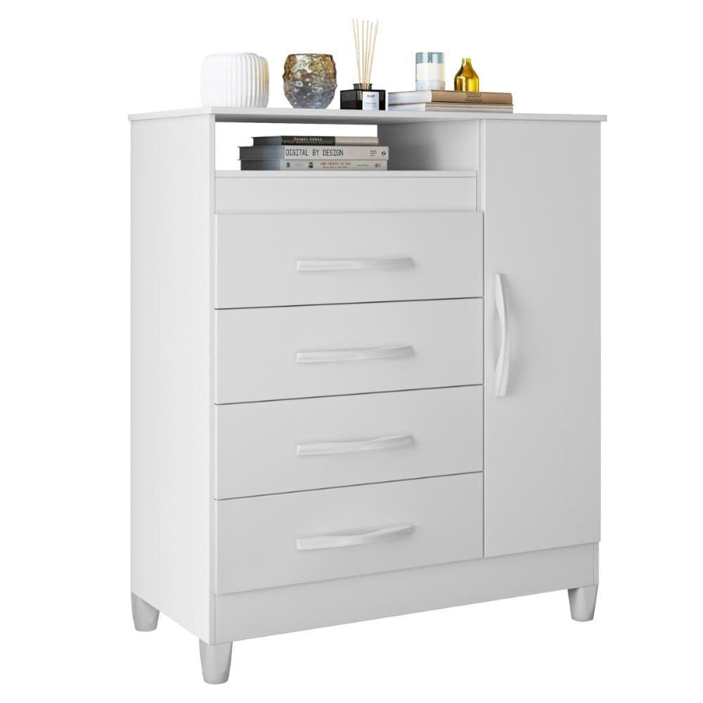 Cômoda Reyna 4 Gavetas Branco - Organize Seu Quarto com Estilo