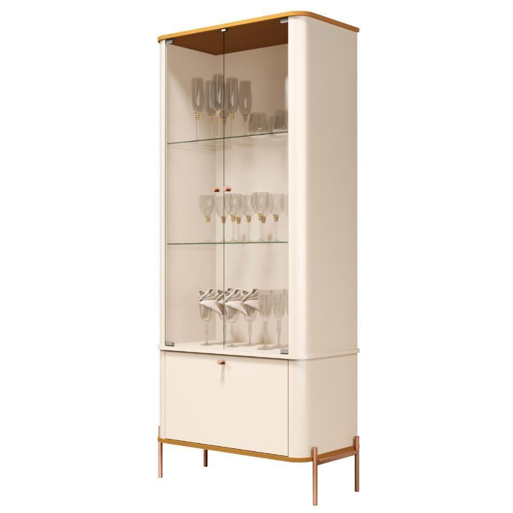 Cristaleira 2 Portas Baton Rouge Off White Nature Bronze