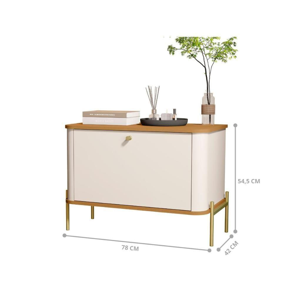 Jogo De Mesa De Cabeceira Sofia Off White Nature Dourado