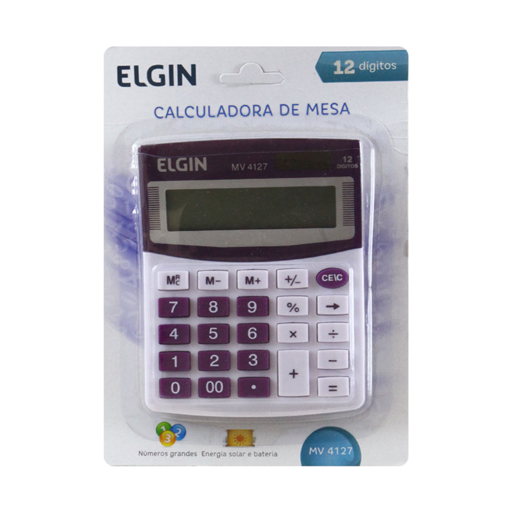 Calculadora de Mesa Elgin Visor com 12 Digitos Roxa