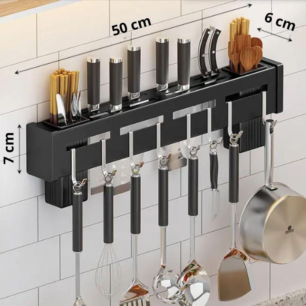 Suporte Inox Organizador Para Utensílios De Cozinha 8 Ganchos