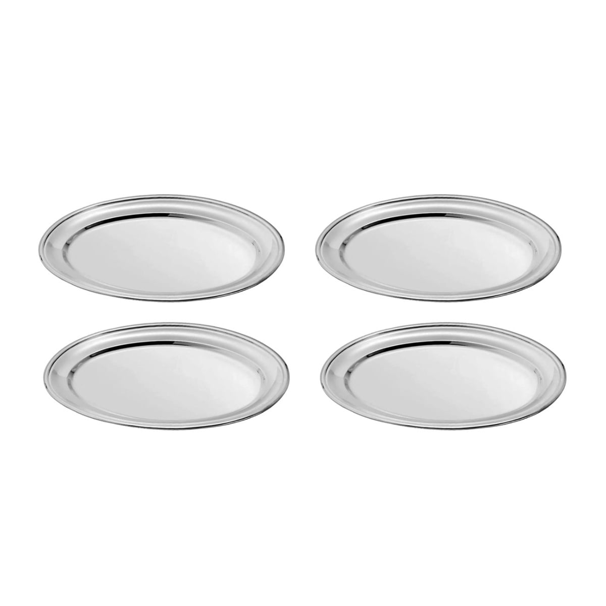 Travessa Oval Rasa 20cm Aço Inox 4un