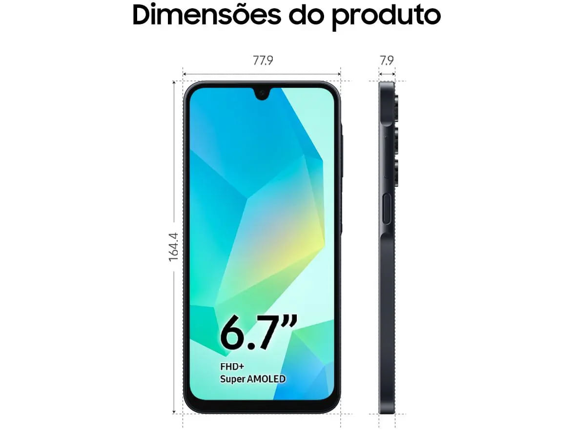 Smartphone Samsung Galaxy A16 128GB - Preto, 4G, RAM 4GB, Tela 6.7", Câmera Tripla 50MP + Selfie 13MP