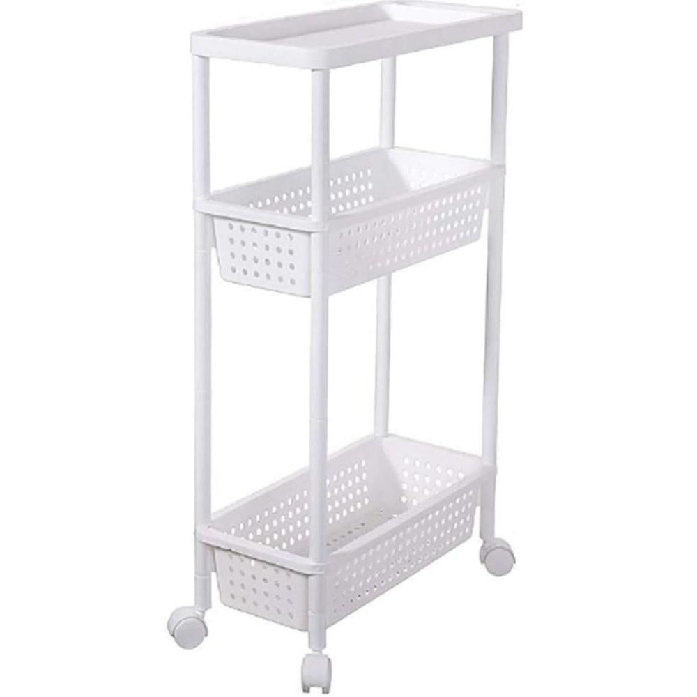 Carrinho Organizador 3 Prateleiras Rack Multiuso Varanda Banheiro Brinquedos Quarto Estante Branco