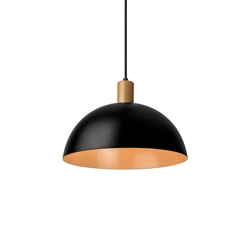 Lustre Pendente Blumenau Bia E27 Bivolt Preto-dourado