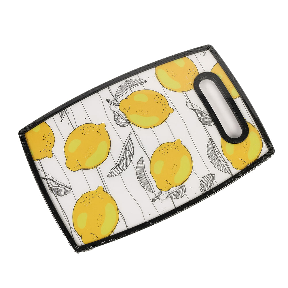 Tábua de Corte Le Lemon em Plástico Amarelo Retangular 30x20cm