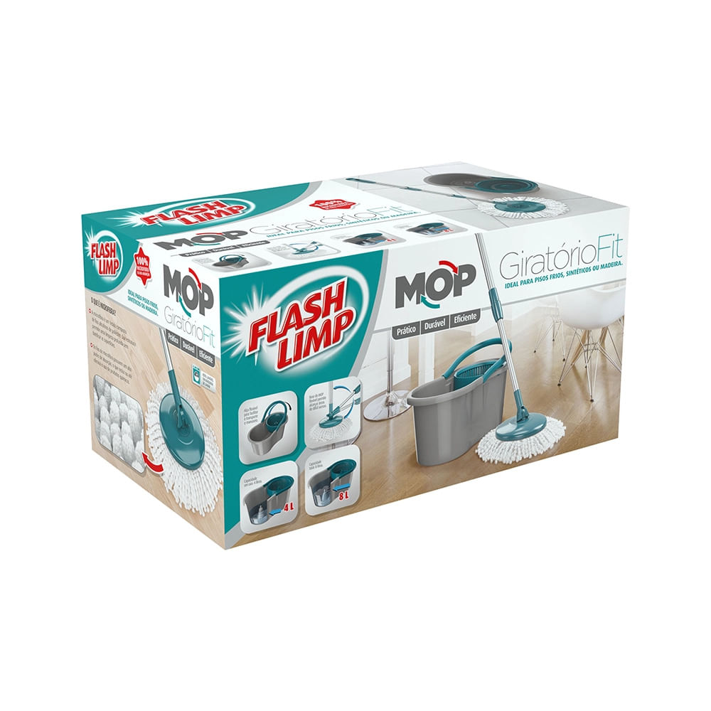 Mop Flashlimp Fit Giratório Cinza 8L