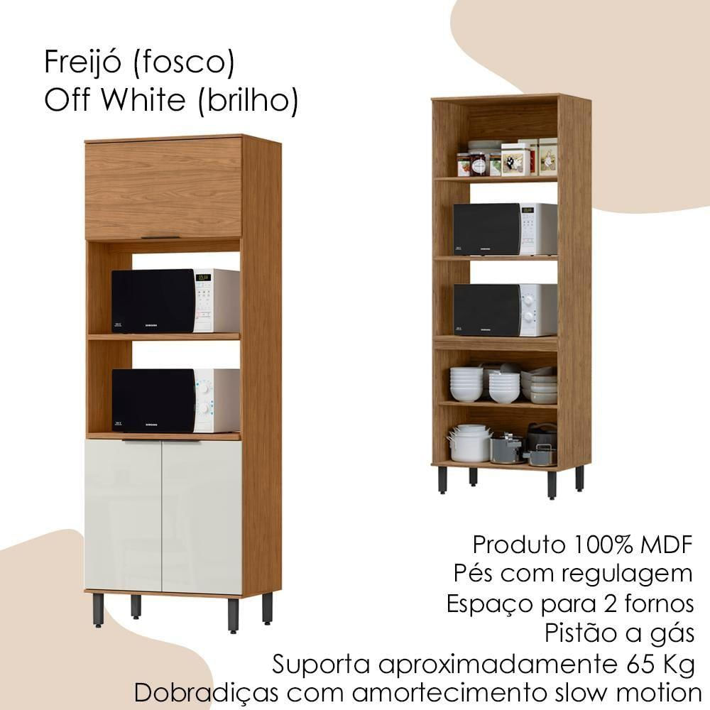 Torre Quente Mdf 3 Portas 80 Cm Tosc Tt001 Freijo Off White Mxm Freijo Off White