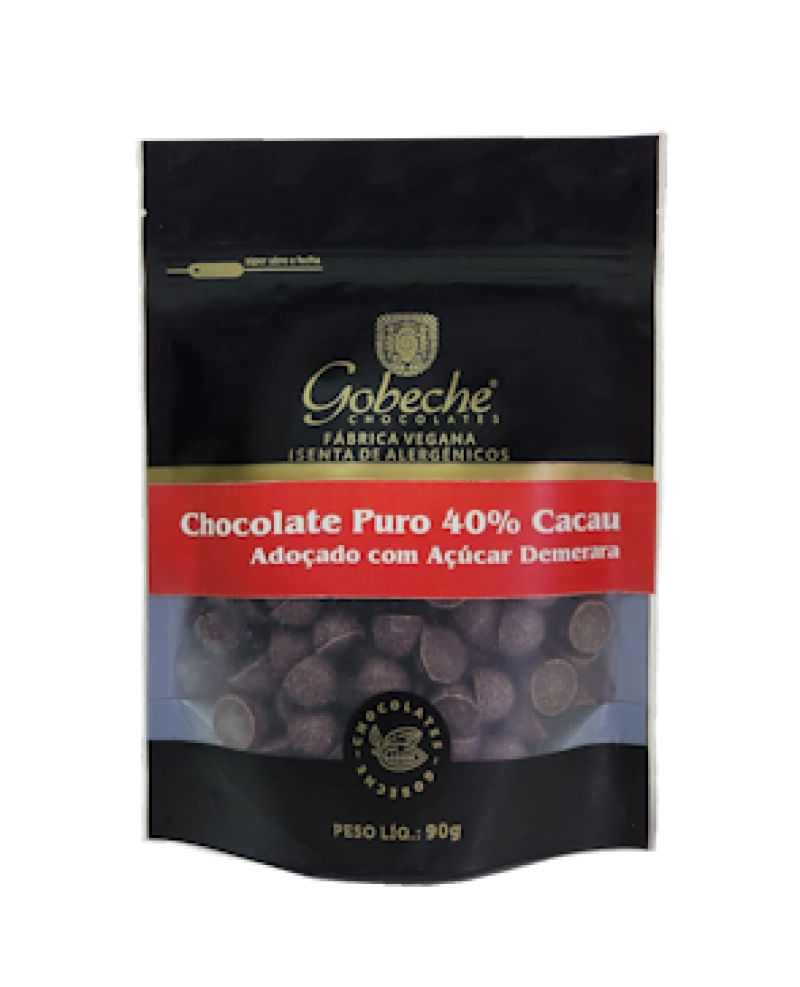 Gotas Chocolate 40% Cacau Gobeche - Adoçado com Açúcar Demerara - 90g