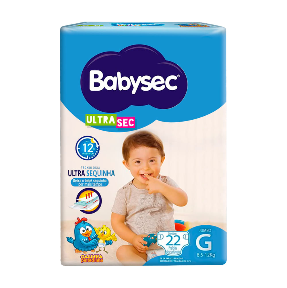 Fralda Descartável Babysec Tamanho G com 22 Unidades