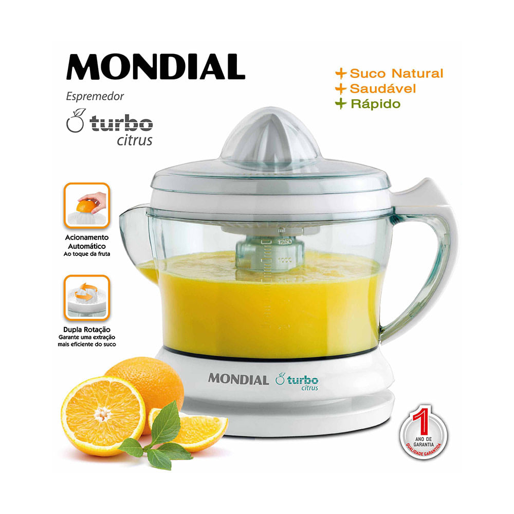 Espremedor de Frutas Mondial Citrus E01 1,25L Branco 25W - 220V