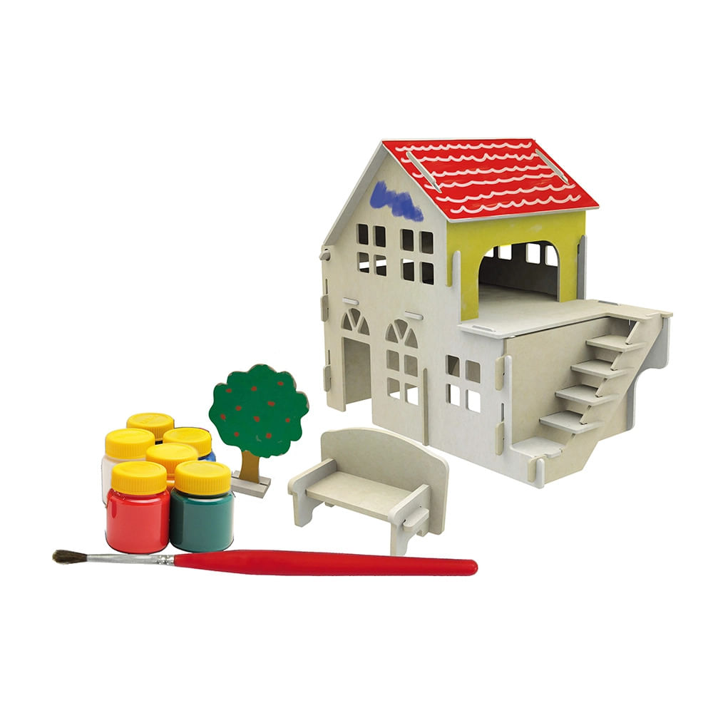 Playset Casinha para Pintura 3D Xalingo 20 Peças