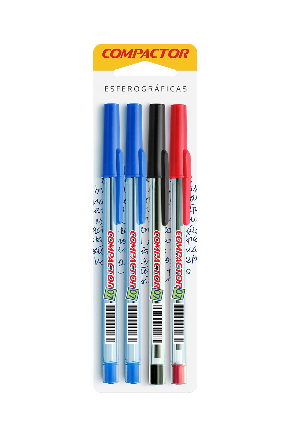 Caneta Esferográfica Compactor 0.7mm Colors com 4 Unidades