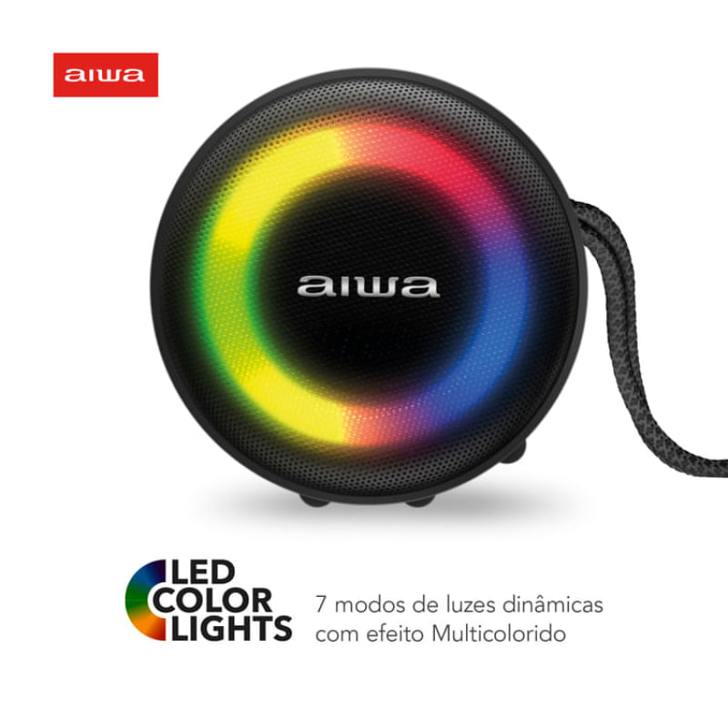 Caixa de Som Speaker AIWA SP-02 10W BT 16H IP65 RGB USB TWS Bivolt