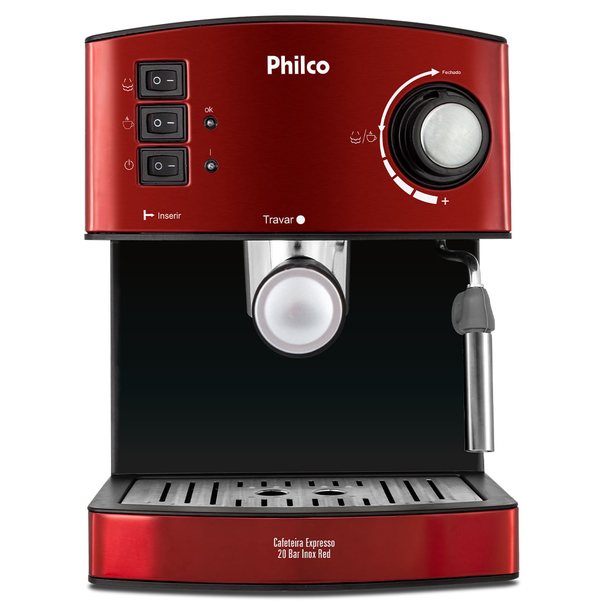 Cafeteira Expresso & Cápsulas Philco 20 Bar Inox Red PCF24 127V