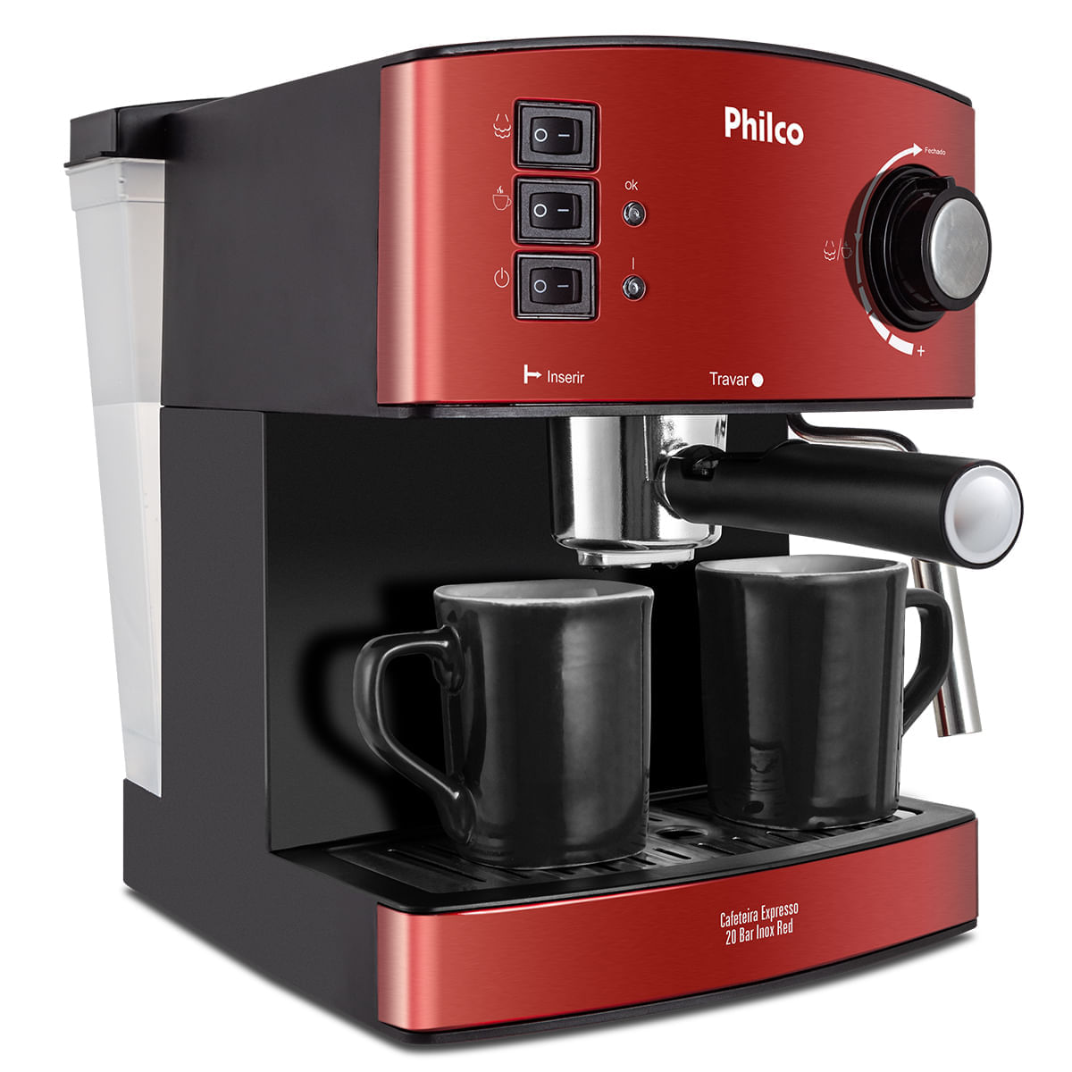 Cafeteira Expresso & Cápsulas Philco 20 Bar Inox Red PCF24 127V