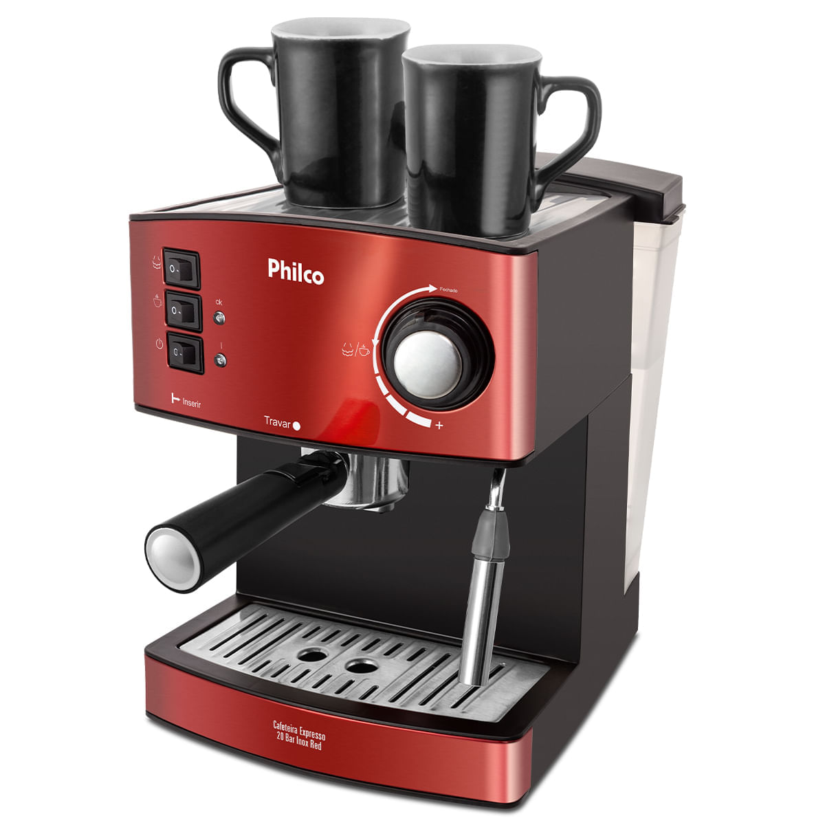 Cafeteira Expresso & Cápsulas Philco 20 Bar Inox Red PCF24 127V