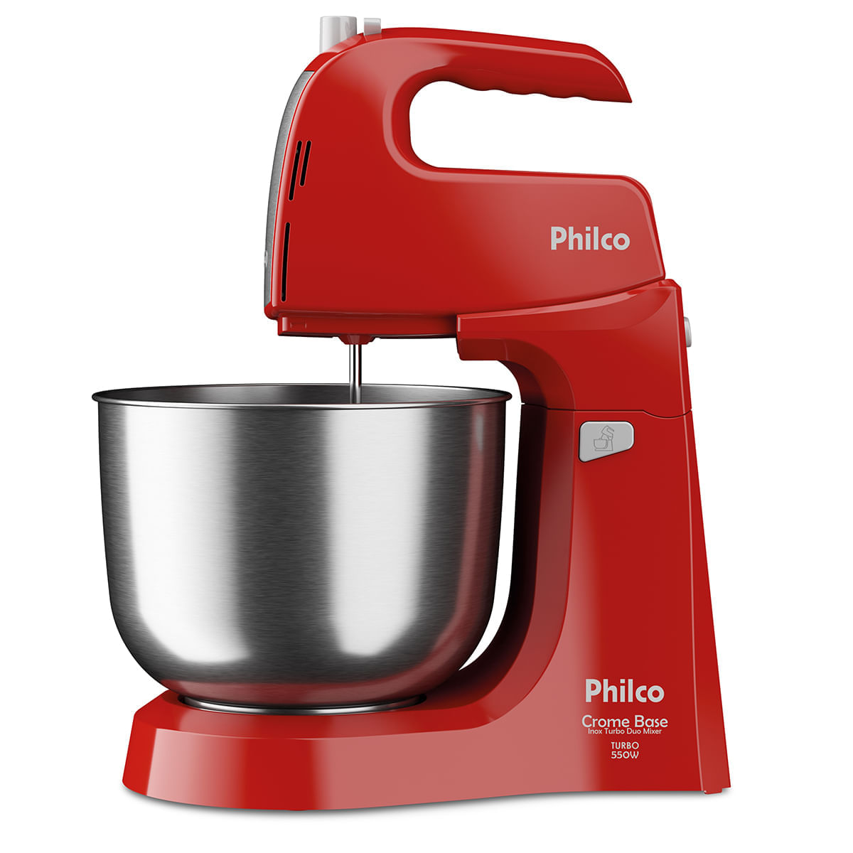 Batedeira Philco Crome Base Inox Turbo Duo Mixer 4L 550W 127V