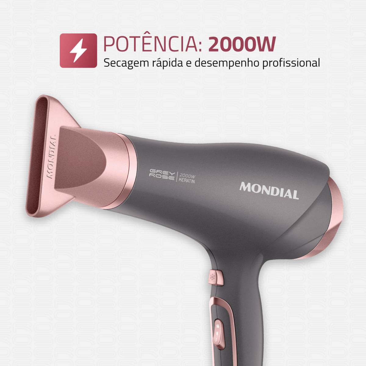 Secador de Cabelos Mondial Grafite/Rose - SCN-11 127V